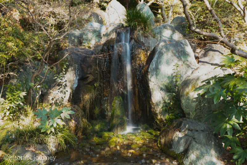 極楽浄土の庭の滝